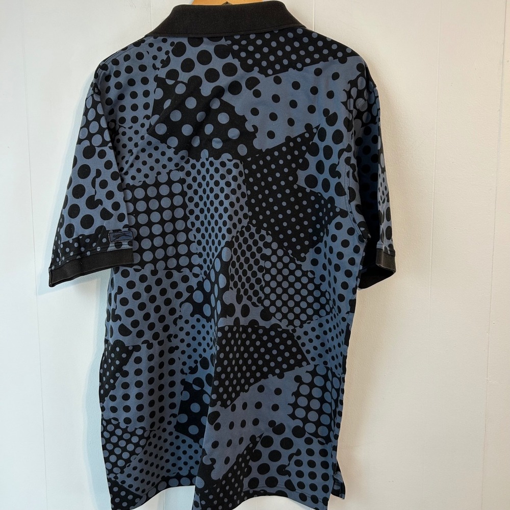 Slazenger Mens Golf Polo Shirt XL Blue Black Polka Dot Golf Club Embroidered - Picture 9 of 13